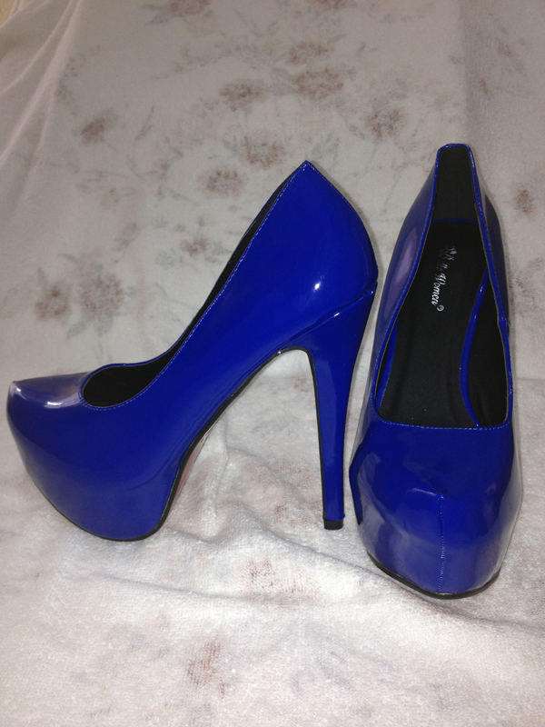 Blue Platform Patent Leather High Heel Stiletto