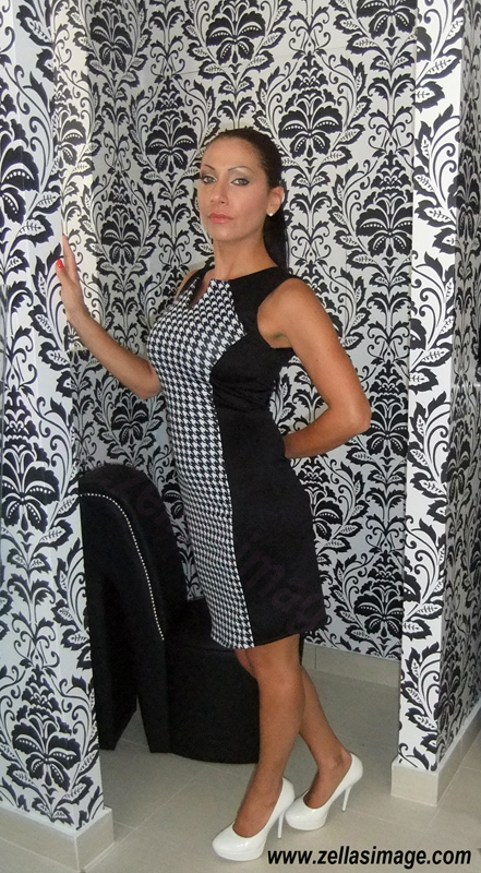 Evita Black & White Chequered Dress