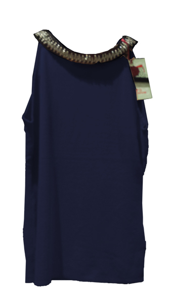 Woven Sleeveless Vest with Beaded Neck Trim