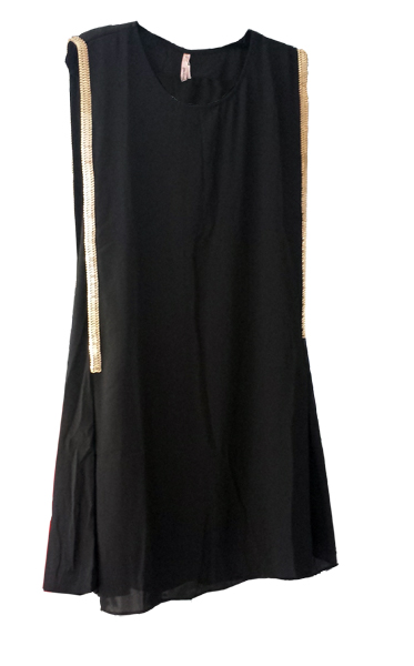 Flair Cocktail Dress with Gold Ribbed Chain Trimmings - Click Image to Close