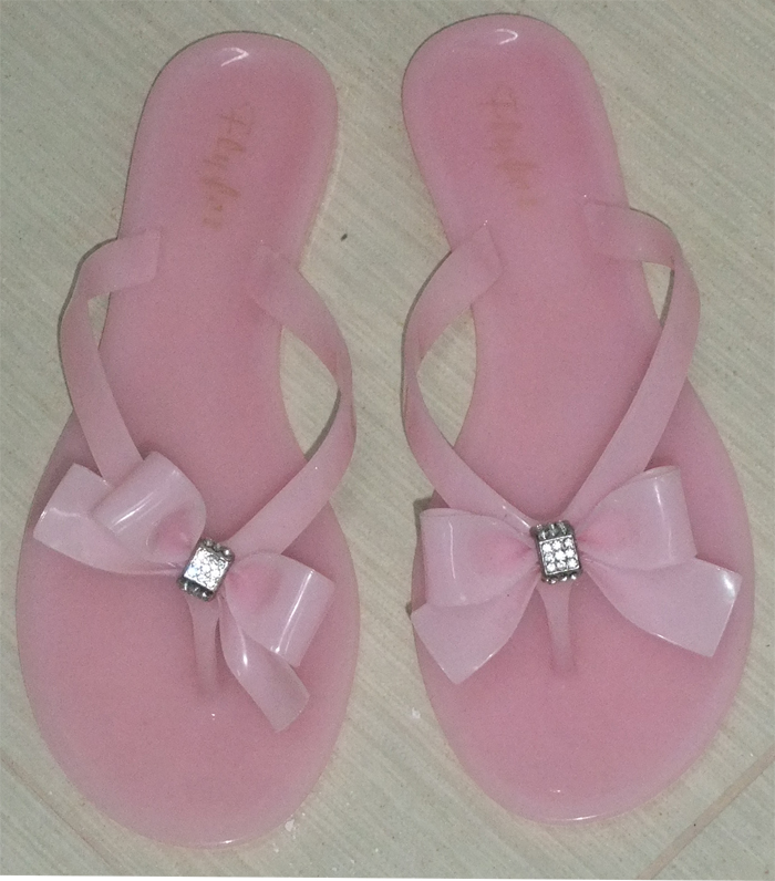 Jelly Flip Flops with Bow Detail