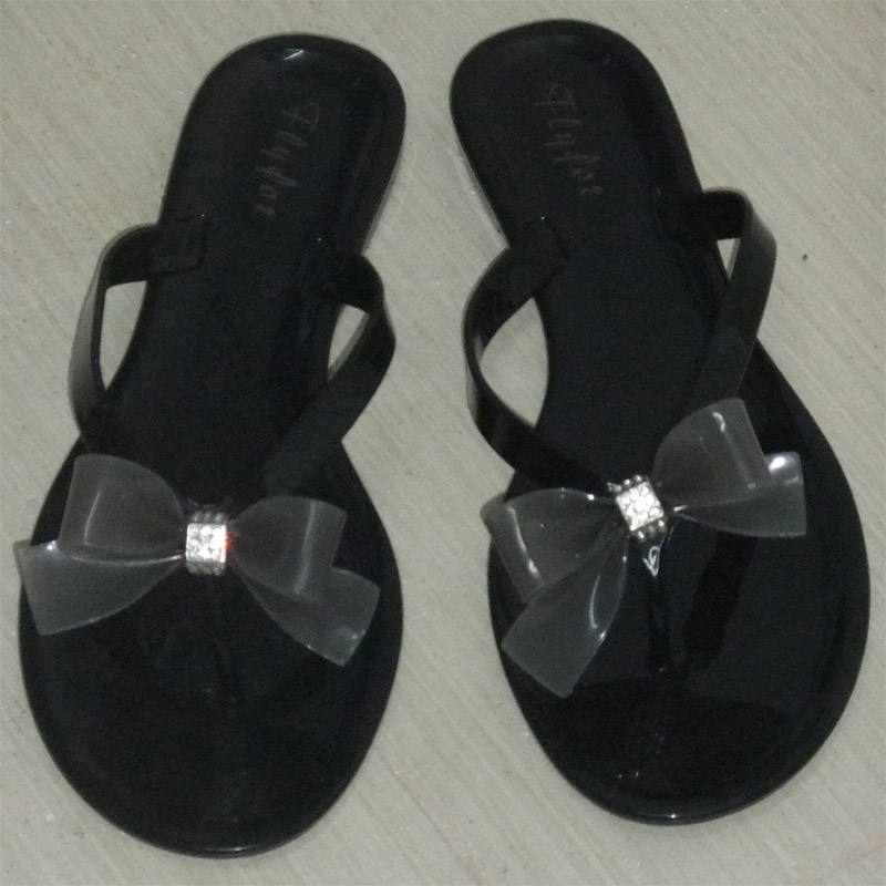 Jelly Flip Flops with Bow Detail - Click Image to Close