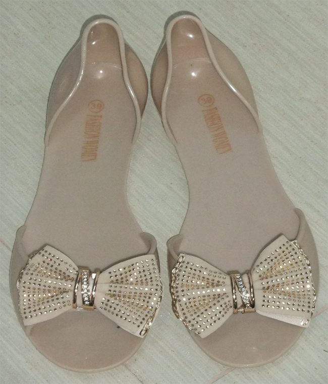 Jelly Peeptoe Flats with Bow Detail