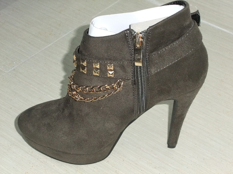 Suede Ankle Boots with Studs & Chain - Click Image to Close