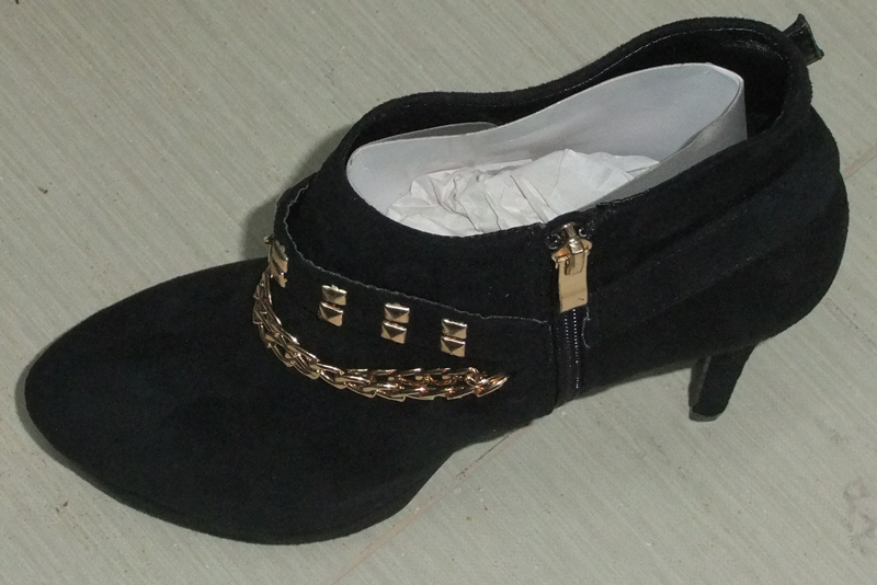 Suede Ankle Boots with Studs & Chain
